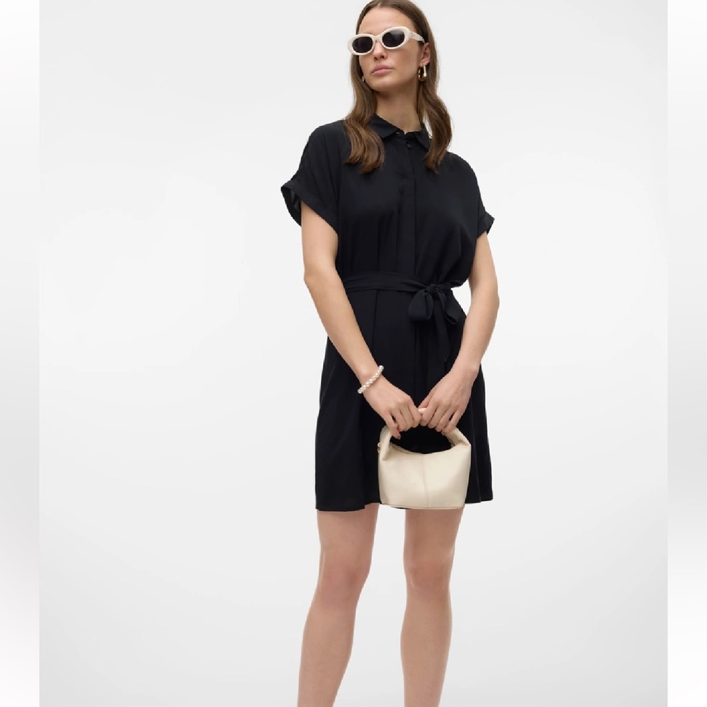 Vero Moda VMEASY SHORT SHIRT DRESS BLACK